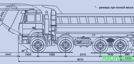 Ural 6563 (Rear unloaded dump truck) truck drawings (figures)